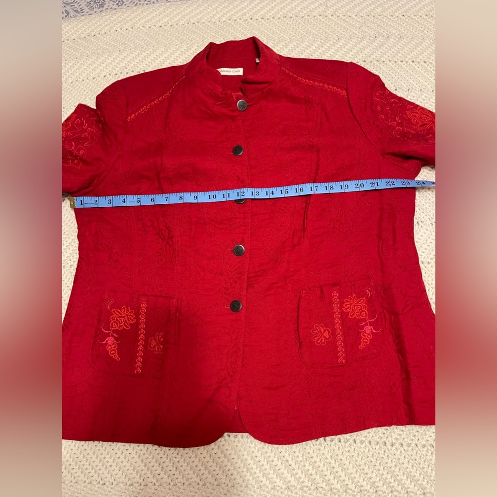 Womens Coldwater Creek red embroidered jacket